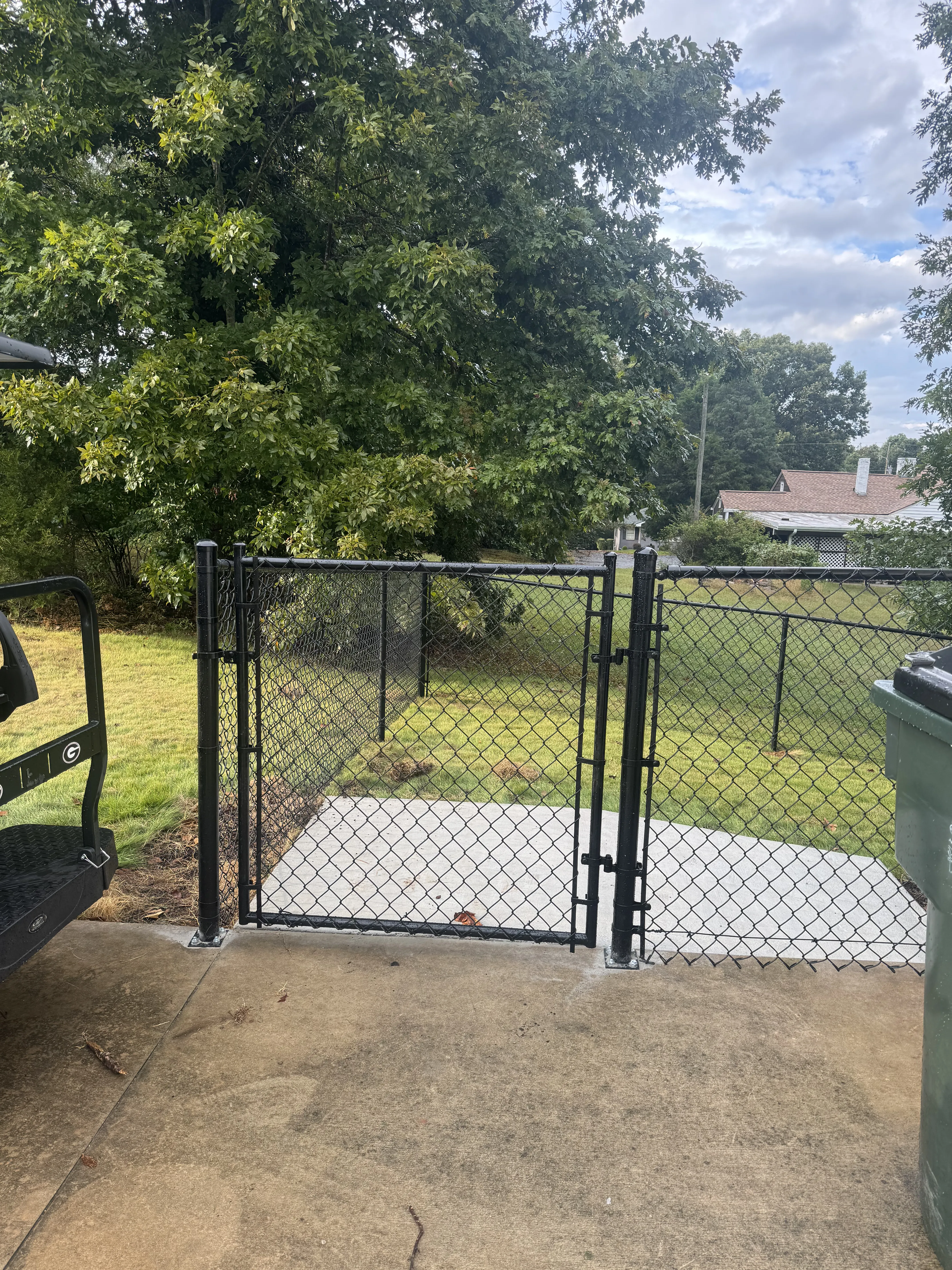 Black chain link gate close-up