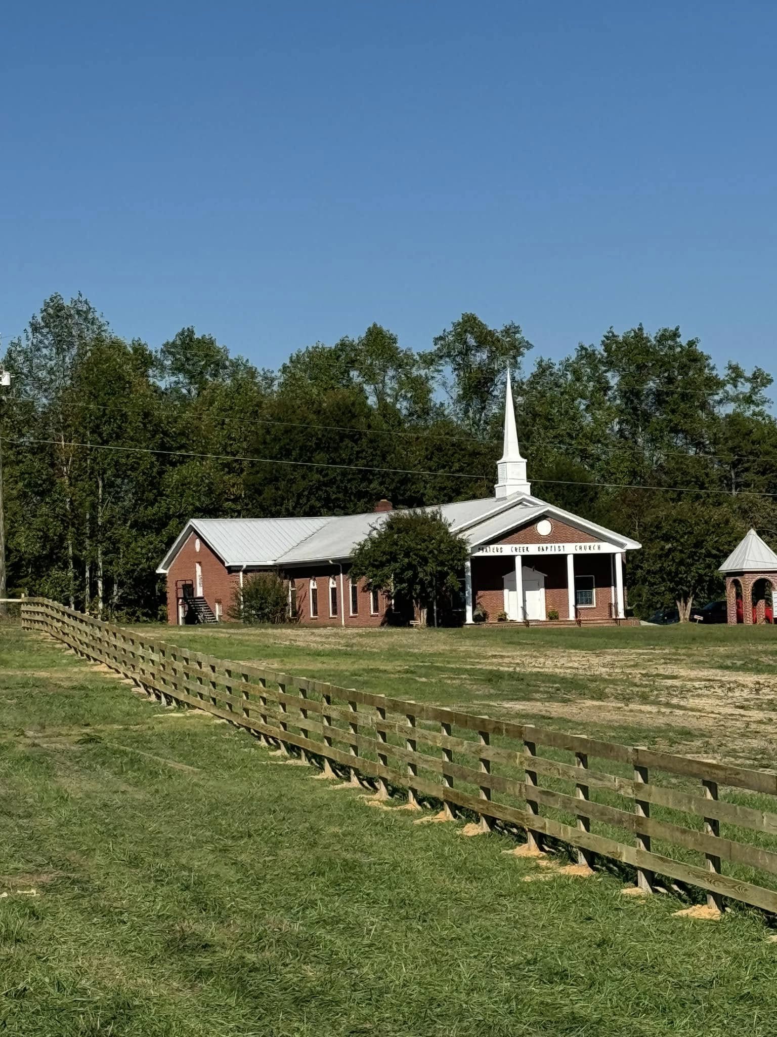Wood board fence at church