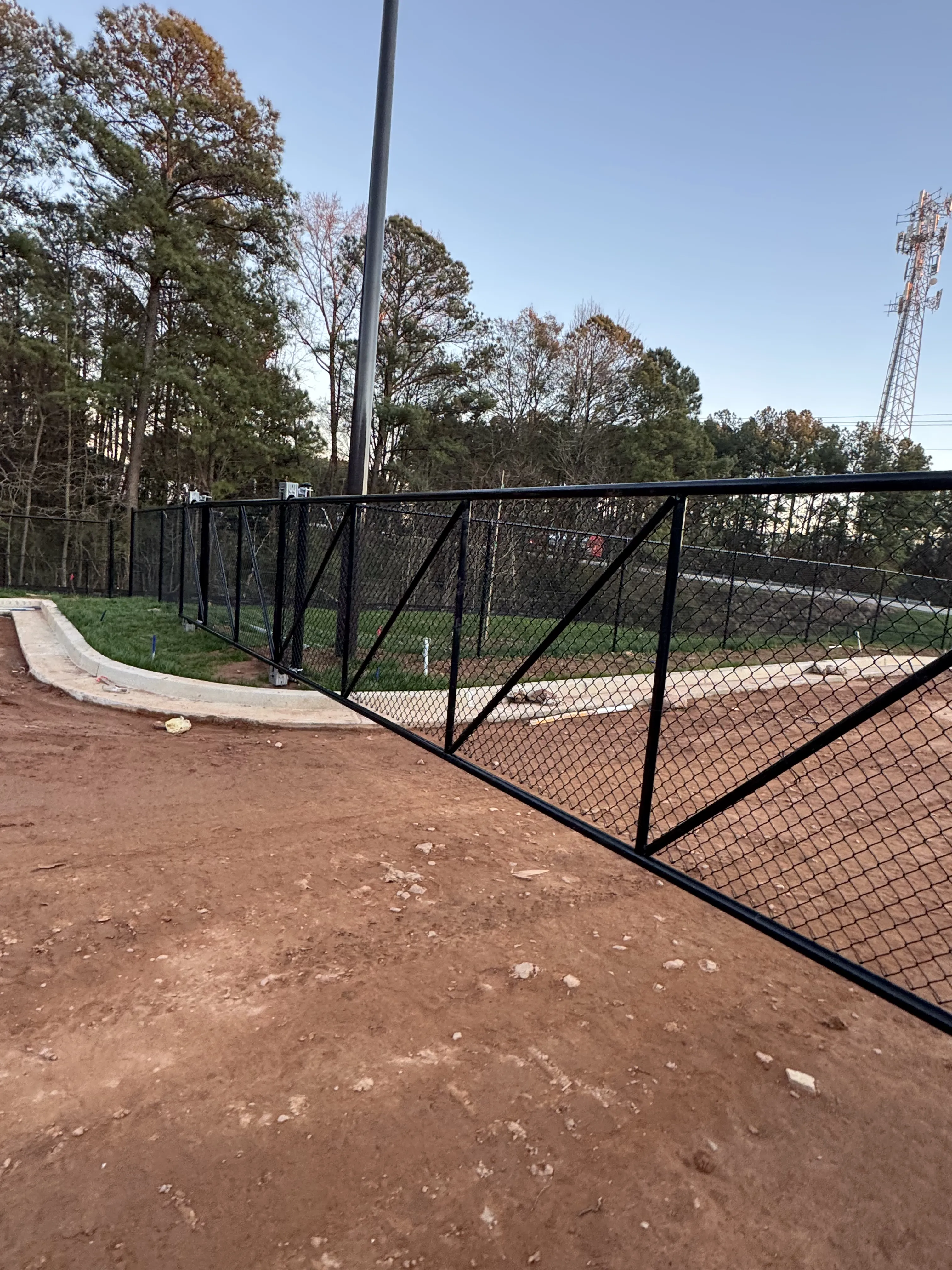 Chain link backstop detail view